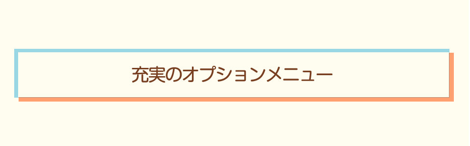 充実のオプションメニュー